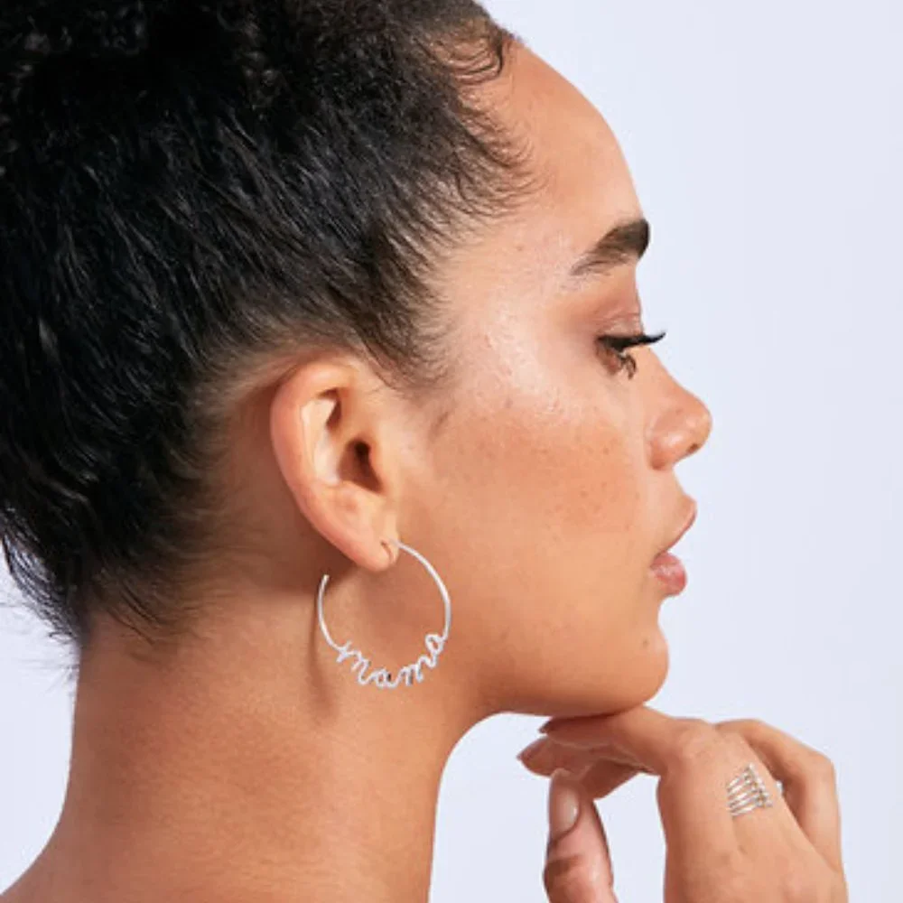 Stella & Dot | SILVER Mama Hoop Earrings - Picture 4 of 9